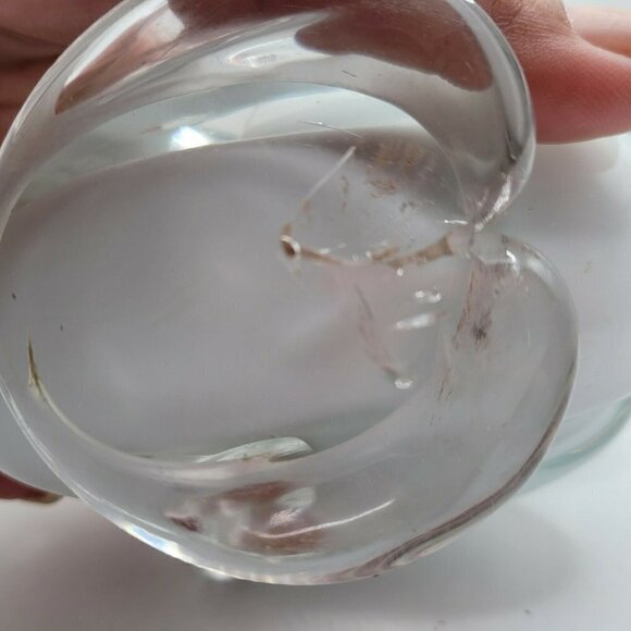 Vintage Hand Blown Glass Duckling Duck Paperweight White Clear 4.5" x 5.25" READ - Picture 6 of 8